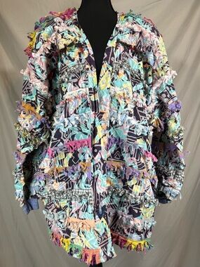 Paula Sweet “Muslin Mink” Fringe Jacket – Vintage 1980s 🎨